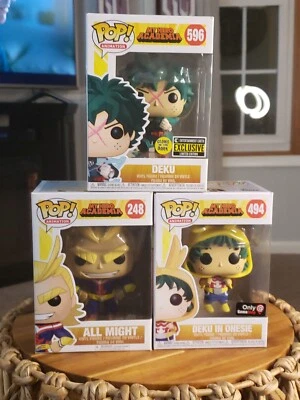 Deku (596 & 494) & All Might 248 Funko Pop Lot - Image 1 of 4