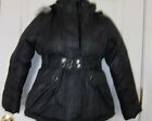 London Fog Hoodie Fur Belted Black Puffer Jacket For Girls Sz S(7-8) - NWT $95