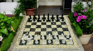 24" Mother Of pearl Stone Chess Board Premium Luxury Chess Set Handcrafted Decor - Picture 1 of 8