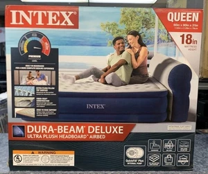 Cabecero Intex Dura-Beam Deluxe Ultra Plush con bomba incorporada 18 pulgadas cama queen aire - Imagen 1 de 1