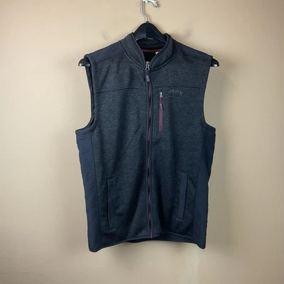 Orvis Knit Vest Mens Large Black Zip Front Sleeveless Outdoor Hiking Pockets - Image 1 of 4