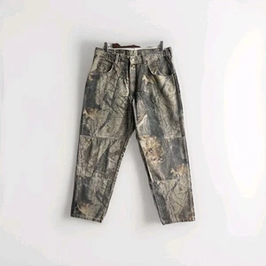 Pantaloni vintage Wrangler Realtree mimetici denim gamba dritta doppio ginocchio uomo taglia 33x30 - Foto 1 di 7