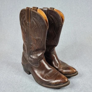Double H Men’s 10.5D Marbled Chocolate Brown Leather Western Cowboy Rodeo Boots - Picture 1 of 13