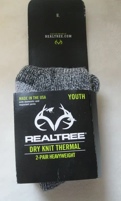 REALTREE Calcetines Térmicos de Punto Seco Peso Pesado Juvenil Talla 3-6 Gris Solo Un Par Foto 1 de 4