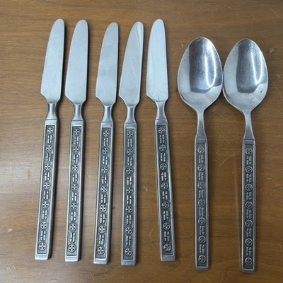 7 Stanley Roberts MATADOR Stainless Japan Flatware 5 Knives 2 Spoons - Image 1 of 4