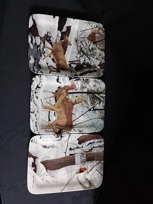 Limited Edit Set 3 Danbury Mint Early Winter Crossing Deer Plates by Bob Travers - Image 1 of 4