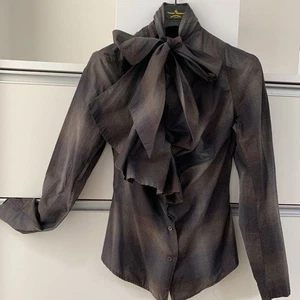Used Vivienne Westwood Anglomania Blouse Bowtie Shirts Women Size 40 Rare - Picture 1 of 5