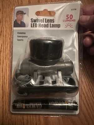 Lámpara de Cabeza LED Lente Giratoria 50 Lúmenes Nuevo Regalo Pesca Caza Camping Auto Hogar Foto 1 de 4