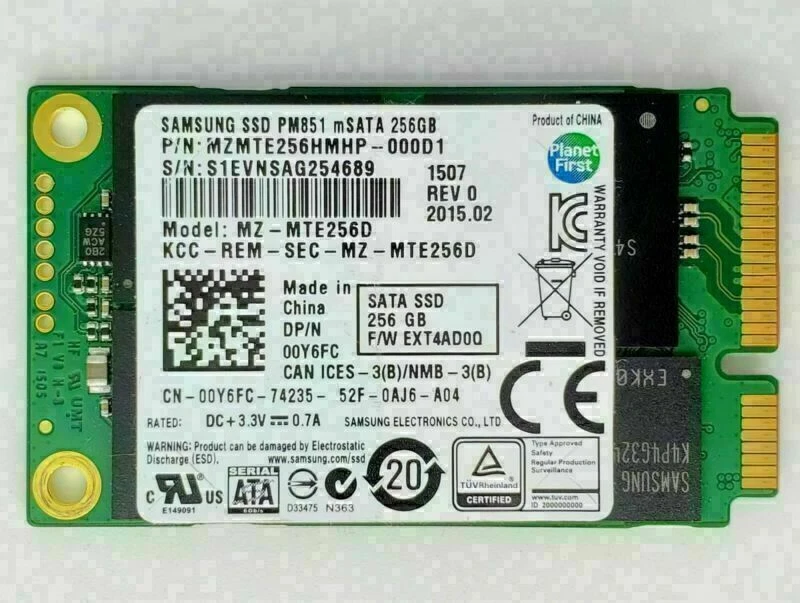 Samsung 256GB PM851 mSATA SSD Internal 1.8" SATA MZMTE256HMHP For Dell HP Lenovo - Image 1 of 1