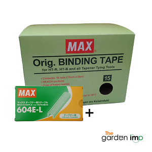 Max Tapener Tying Machine Tape & Staples No.15 Strong Plant Ties Box 10 Rolls
