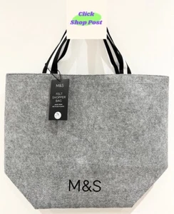 New M&S Grey Felt Large Shopping Tote Bag For Life Reusable Anti-Bacterial - Picture 1 of 5