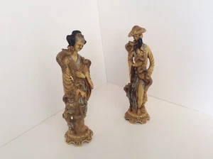 Handmade Carving Beautiful People Man & Woman Elegant Statue Chinese Asian Origi - Picture 1 of 8