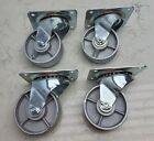 4 Pack 4" Cast Iron Swivel Plate Caster 4" x 1.5" W/ 5 1/8" x 4" Mounting Plate