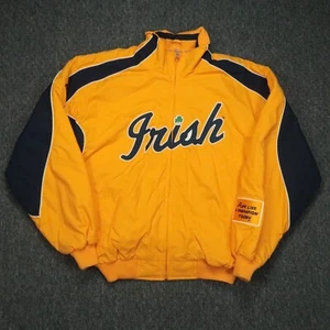 Notre Dame Fighting Irish Jacket Mens Large Gold Yellow Majestic Fleece Lined - Picture 1 of 12