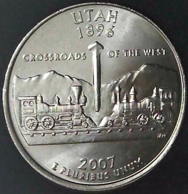 2007-P 25C State Quarter Utah BU CN CLAD 20uo0308-3 - Image 1 of 2