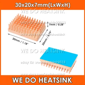 30x20x7mm Copper Heatsink With or Without Tape For DIY IC CPU Electronic Chips - Afbeelding 1 van 14