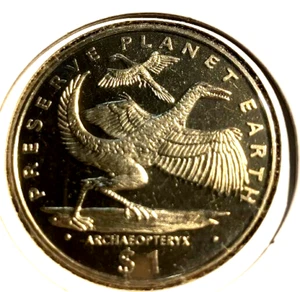 elf Liberia 1 Dollar 1994 Archaeopteryx Dinosaur - Picture 1 of 2