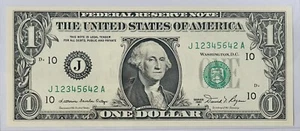 Billete De 1 Dólar Año 1981 A.Sin Circular. Serie Escalera- J 12345642 A. - Picture 1 of 2