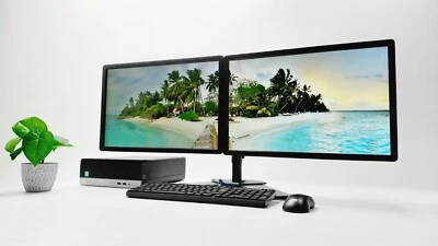 Dual Monitor PC Bundle HP 400 G6 9th Gen 512 GB SSD 16 GB Wifi 22"x2 Windows 11 - Image 1 of 4