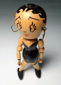 VINTAGE 1930's BETTY BOOP SMALL JOINTED WOOD FIGURE 3.25" RARE - Picture 1 of 8