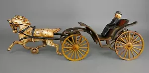 Fine Antique Cast Iron Pratt & Letchworth Phaeton Horse Drawn Carriage Toy - Picture 1 of 24