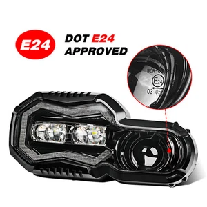 E24 Black LED Headlight with Halo DRL Hi-Low Beam For F650GS F800GS F800R F700GS - Bild 1 von 12