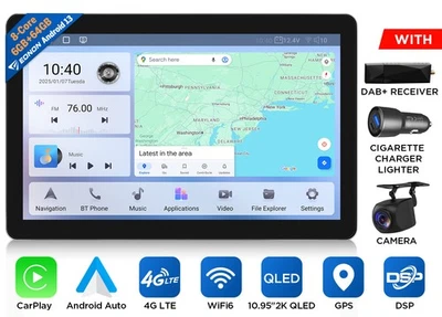 1DIN Android Auto CarPlay Car Radio Android13 WiFi6 LTE GPS DSP Touchscreen DAB+ - Image 1 of 4