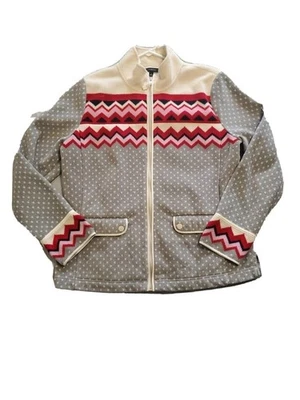 Chaqueta polar grande Talbots lunares con cremallera y bolsillo azteca temporada media para mujer Foto 1 de 4