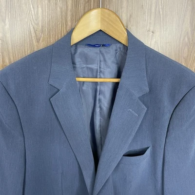 Apt.9 Sport Coat Mens 44R Slim Blue Solid Polyester Double Vented Two Buttons - Image 1 of 4