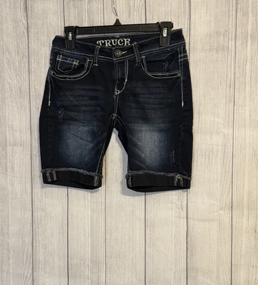 Truce Junior’s Dark Wash Distressed Denim Shorts – Size 5 - Image 1 of 4