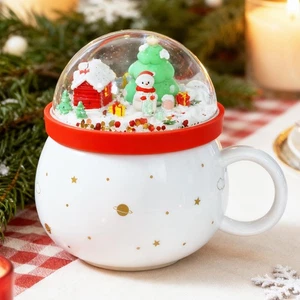 Christmas Ceramic Mug 14oz Space Pattern with Lid Holiday Scene Snowman Desig... - Bild 1 von 8
