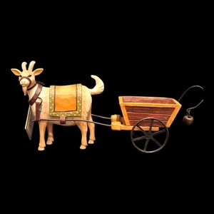 Blossom Bucket Betty 2008 Goat with Metal Cart Figurine w/Tag - Picture 1 of 12