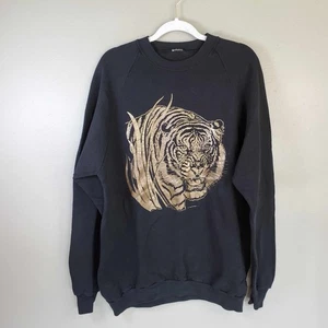 Vintage 80’s Crewneck Sweater Tiger AOP Adult Large L 90’s - Picture 1 of 7