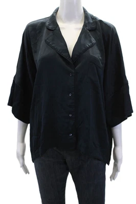 Camisa de pijama Joie para mujer con cuello corto manga corta abotonada azul marino talla L Foto 1 de 4