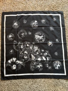 Vintage Black & White Abstract Art Silk Scarf Unmarked GORGEOUS - Picture 1 of 6