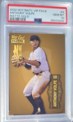 2022 Wild Card MATTE National Baseball VIP Anthony Volpe Prospect Gold PSA 10 - Image 1 of 2