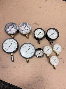 10pc Vintage Pneumatic Hydraulic Pressure Gauge Lot - Picture 1 of 10