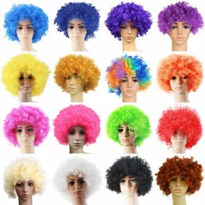 UNISEX FANCY DRESS COSTUME FULL FUNKY AFRO CURLY 70s STYLE WIG HAIR 6+ COLOURS - Picture 1 of 17