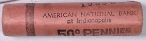 1955-D Lincoln Wheat Penny Cent - BU Roll - National Bank At Indianapolis - Picture 1 of 3