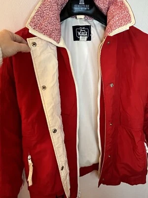 De Colección Woolrich Mujer’s Rojo Blanco Bombardero Esquí Pista Chaqueta Abrigo Talla Mediana Hecho en EE. UU. Foto 1 de 4