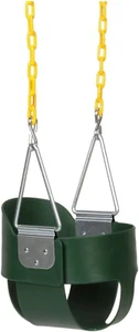 Asiento oscilante de cubo completo con respaldo alto de alta resistencia para niños pequeños | Cadenas oscilantes recubiertas completamente  - Imagen 1 de 12