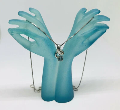 girocollo con ciondolo Topazio Azzurro in Argento 925 - Immagine 1 di 3