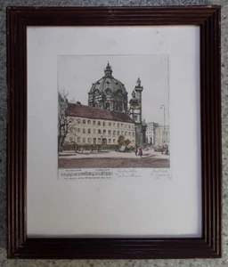 Early Inn Karlsplatz Vienna etching by Herta Czoernig-Gobanz (born 1886) - Picture 1 of 3