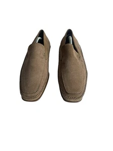 Bruno Magli Mens  Tan Perforated Suede Penny Loafers & Slip On Italy 10M/ 43.5 - Picture 1 of 12