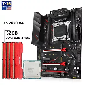 Juego de placa base X99 MR9A PRO MAX Intel LGA2011-3 Xeon E5 2650 V4 CPU DDR4 32 GB - Imagen 1 de 19