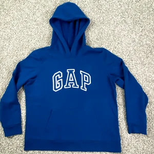 Gap Sweatshirt Youth Large Blue Hoodie Front Pockets Logo Pullover - Picture 1 of 12