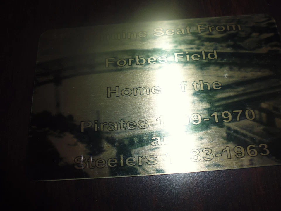 Asiento de estadio FORBES FIELD PLACA PIRATAS STEELERS    Foto 1 de 1