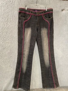 Crest Jeans Pants Woman 11/12 Stretch Denim Fuchsia Cording Distress Pockets VTG - Picture 1 of 16