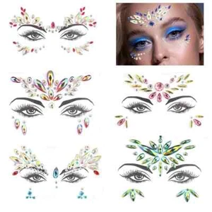 EDM Tattoo Stick-on Eyebrow Diamond Sticker Crystals Party Face Decor Rhinestone - Picture 1 of 13