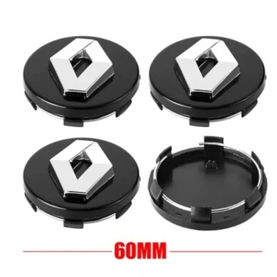 4 Stück 57mm 60mm für Renault Fahrzeug Nabenkappen Emblem Felgendeckel Schwarz - Image 1 of 4